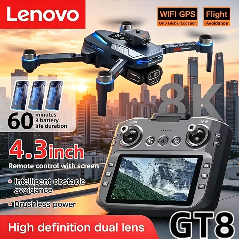 Lenovo GT8 Drone GPS 8K Professional HD 360° Dual Cameras 5G WIFI Brushless Motors Obstacle Avoidance Foldable Quadcopter Toys