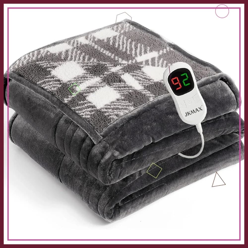 Coperta Elettrica Riscaldante in Flanella 72x84 con 10 Livelli di Calore, 5 Timer e Protezione dal Surriscaldamento, Certificata ETL, Grigia, per l'Inverno