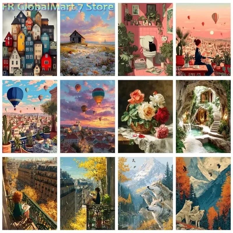 Diamond Painting Paint By Numbers Kit for Adults ,children，Beginner To Advanced Number Oil Paintin Home Decor DIY Art Balloon