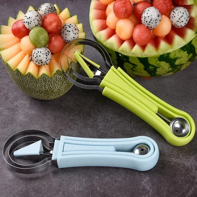 4 In 1 Watermelon Slicer Cutter Scoop Fruit Carving Knife Cutter Fruit Platter Fruit Dig Pulp Separator Kitchen Gadget Accessory