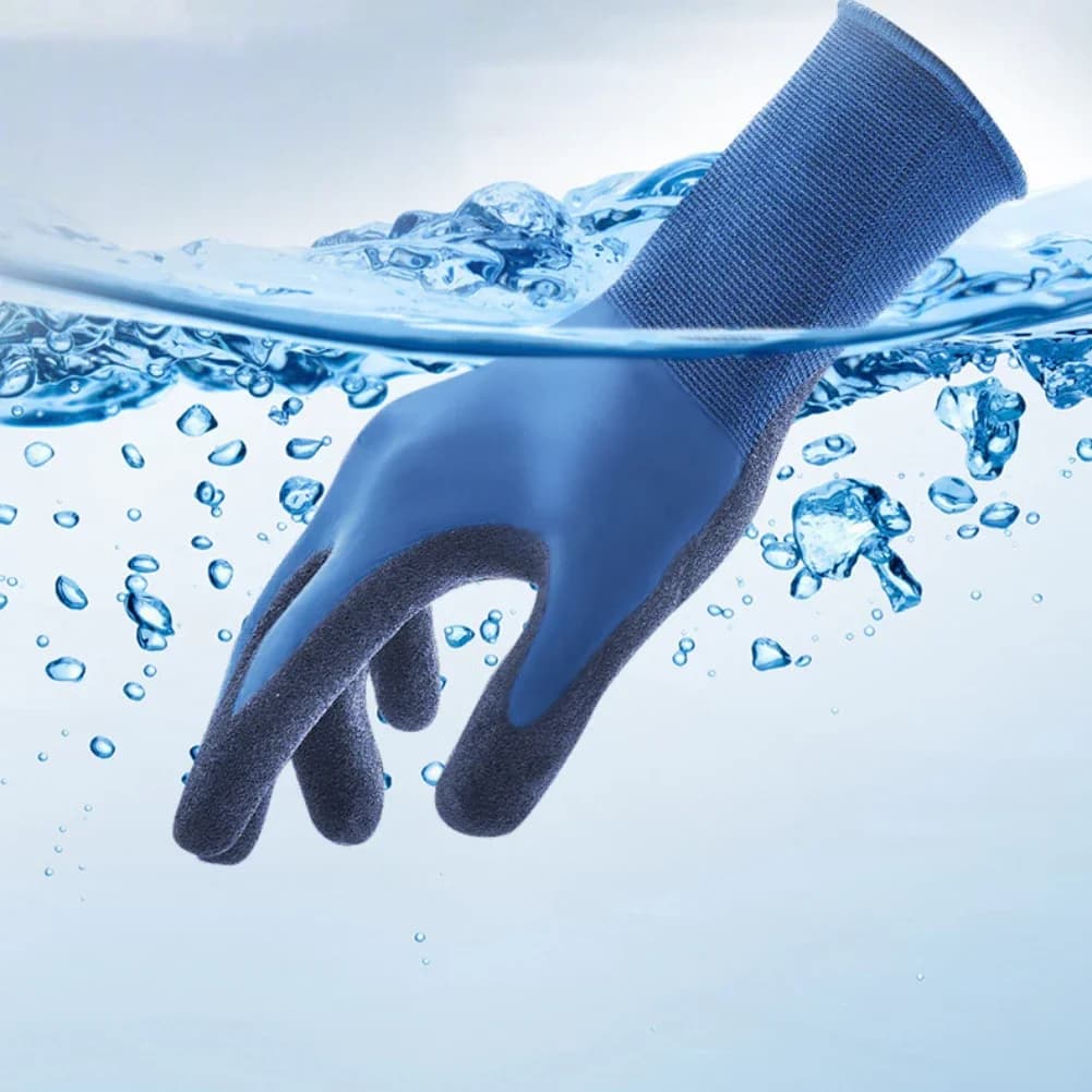 Per la pesca all'aperto Guanti da lavoro spessi Escursionismo invernale Guanti da pesca blu con impugnatura Guanti resistenti alla puntura Rivestimento in lattice