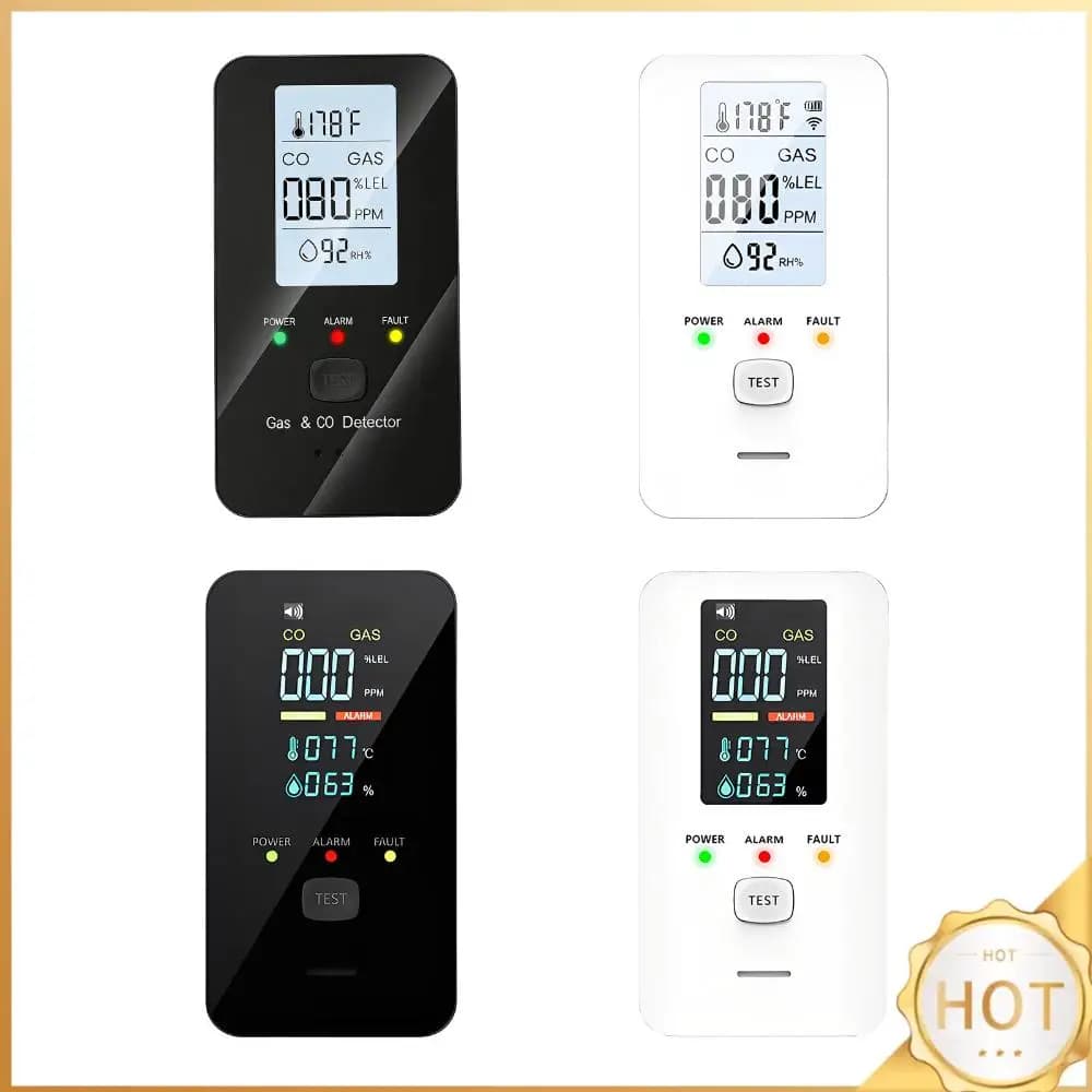 Rilevatore 4-in-1 di Gas e Monossido di Carbonio con Display LED a Colori, Certificato UL CE per Casa, Cucina, Hotel, Camper, Appartamenti e Viaggi