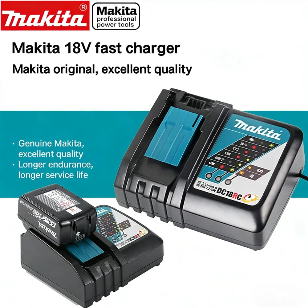 Original Charger Makita 18V 3A with Rechargeable Battery Makita BL1830 BL1830B BL1840 BL1840 BL1850 BL1850B Quick Charging
