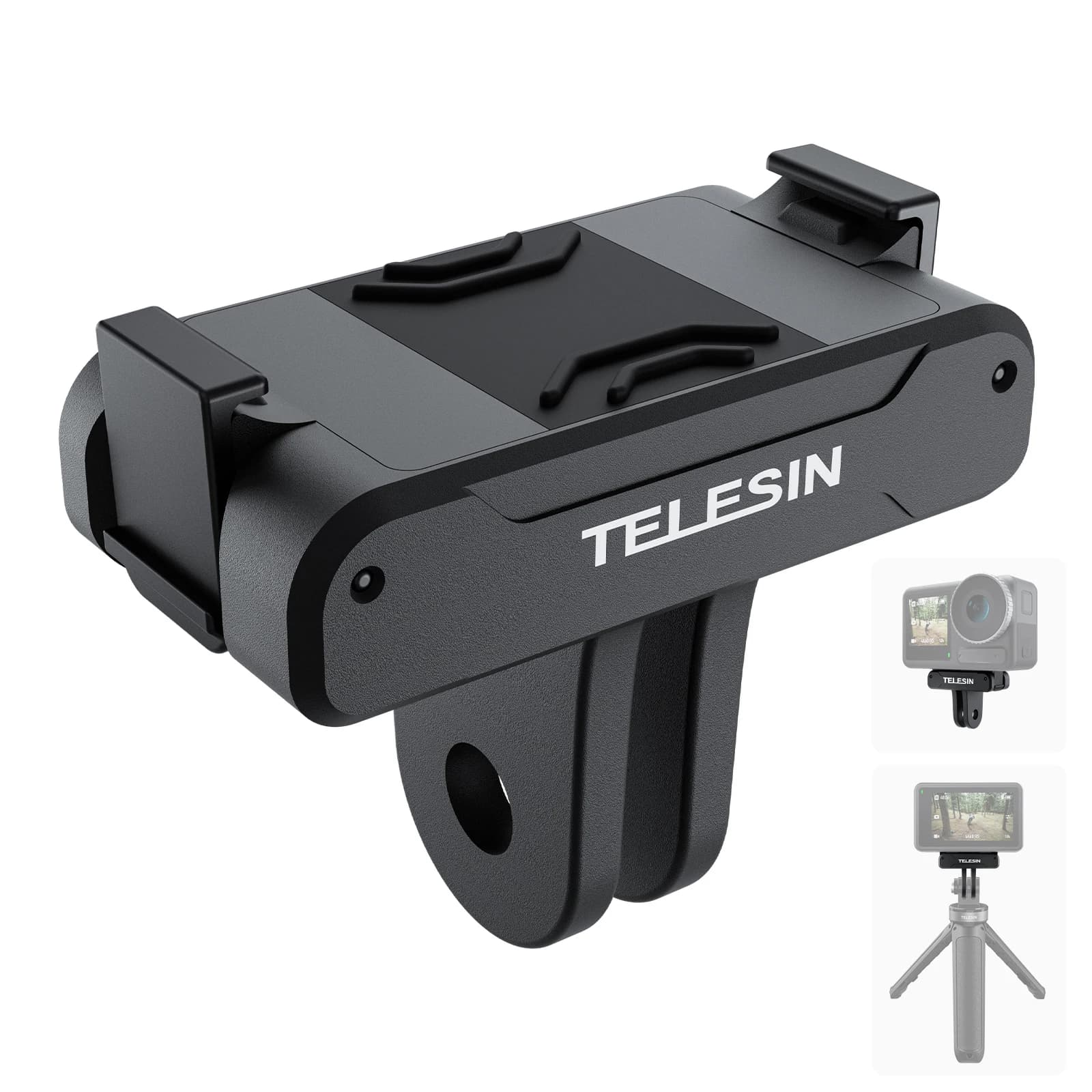 Adattatore Magnetico a Due Artigli TELESIN per DJI Action 3 4 5pro, Porta Universale con Filettatura 360° per Accessori Fotocamera DJI Action 5pro 4 3