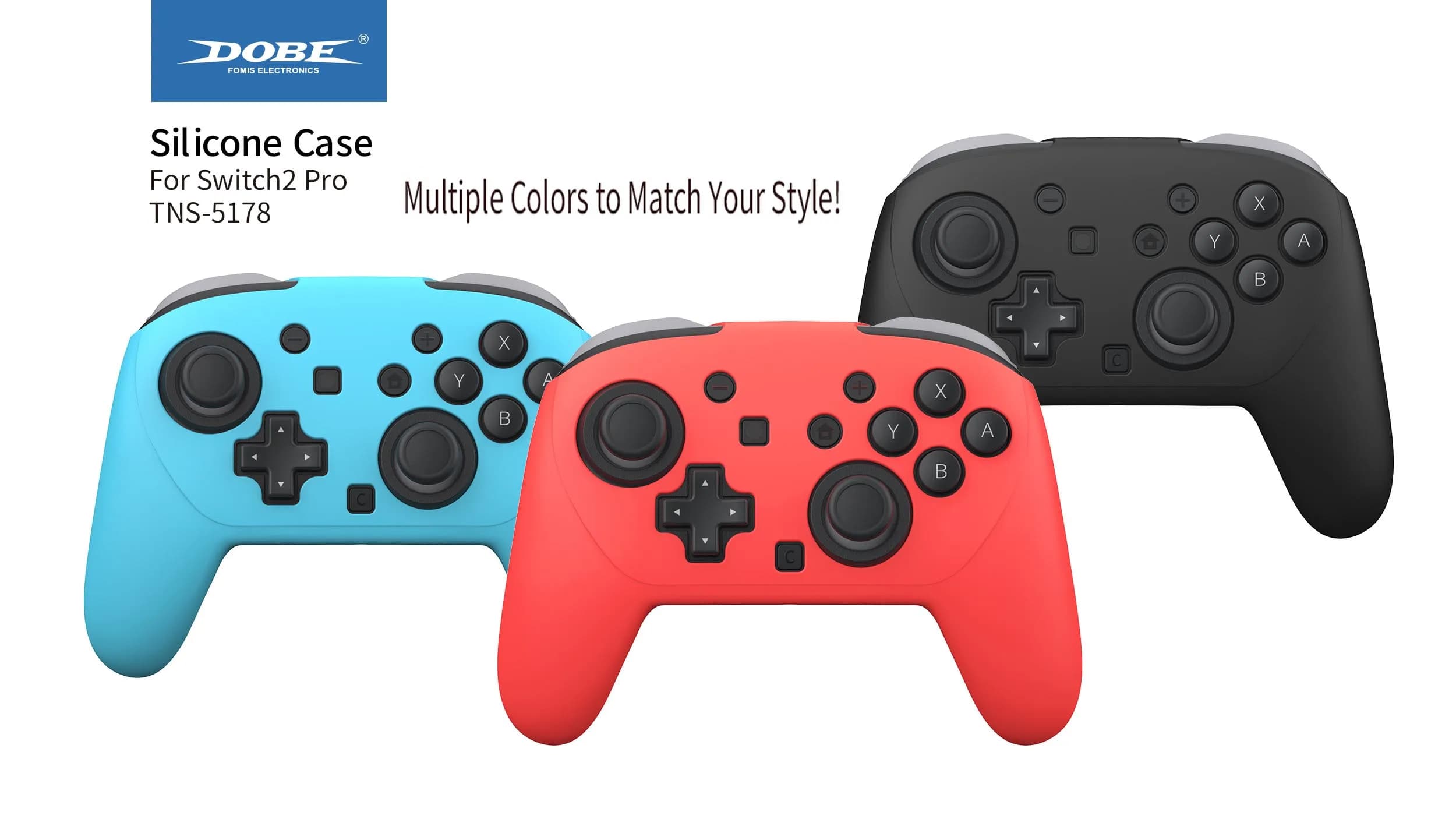 DOBE Ultra-Thin Silicone Case TNS-5178 for Switch 2 Pro Controller.Comfortable Grip Case,Scratch Protection,Game Accessories