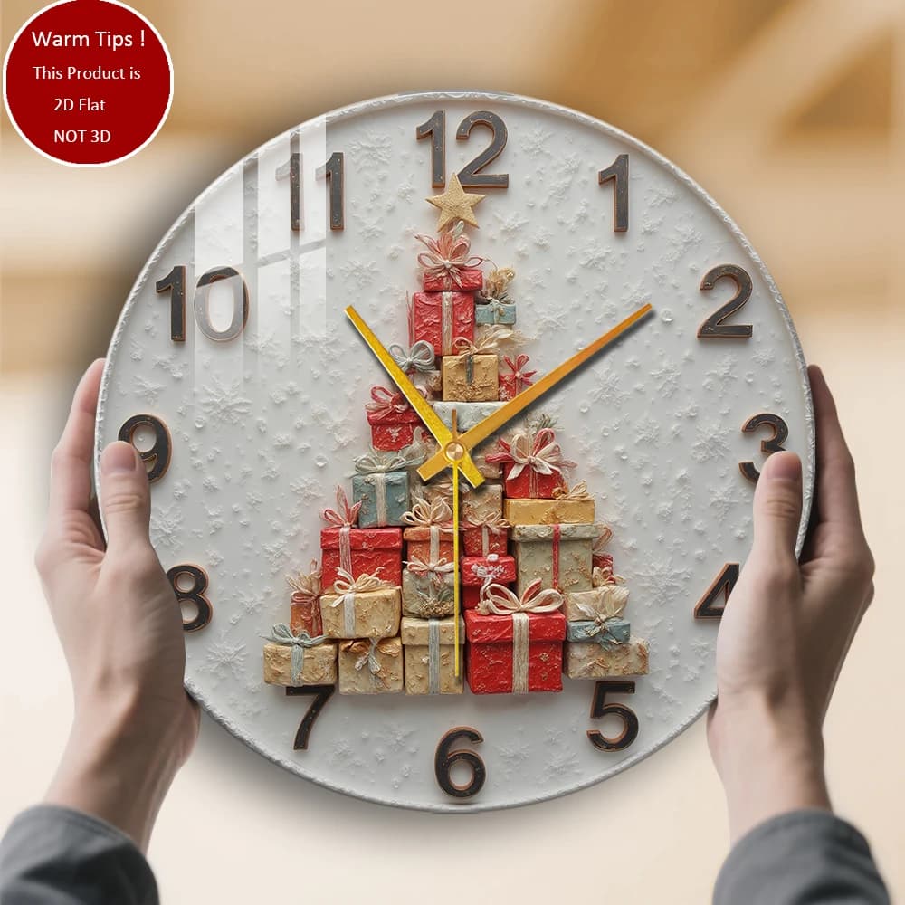 Tempered Glass Wall Clock Christmas tree clock stacked in gift suitable for wall decorations or table displays anywhere