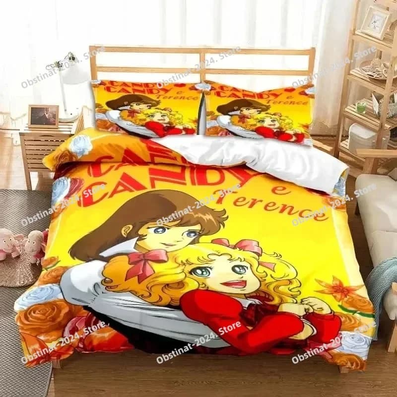 Set di Biancheria da Letto Manga Candy Candy, Copripiumino, Set Completo con Federe, Piumino, Misura King e Queen per Ragazzi e Adulti