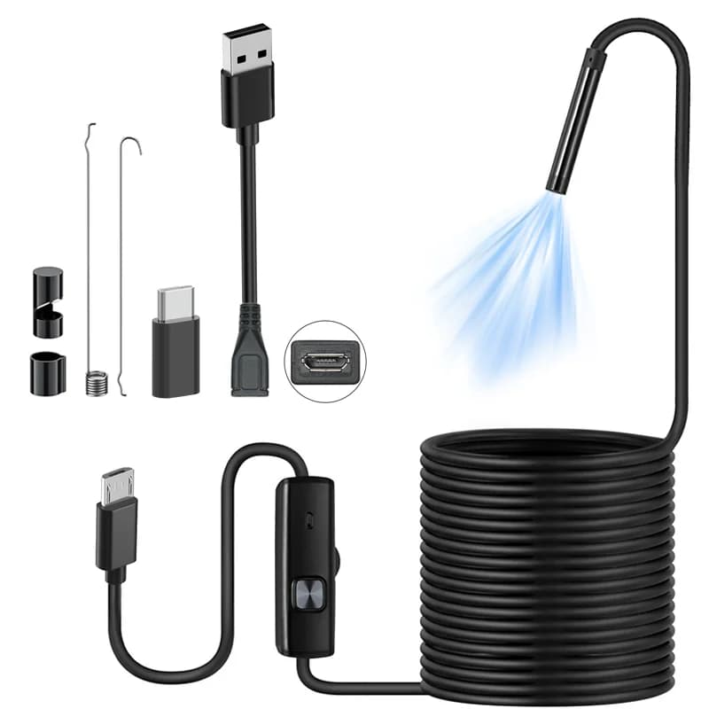 KUTOU 8mm Endoscope Smart Phone Android Type C PC Boroscope device Camera for automotive motor inspection Periscope sewer