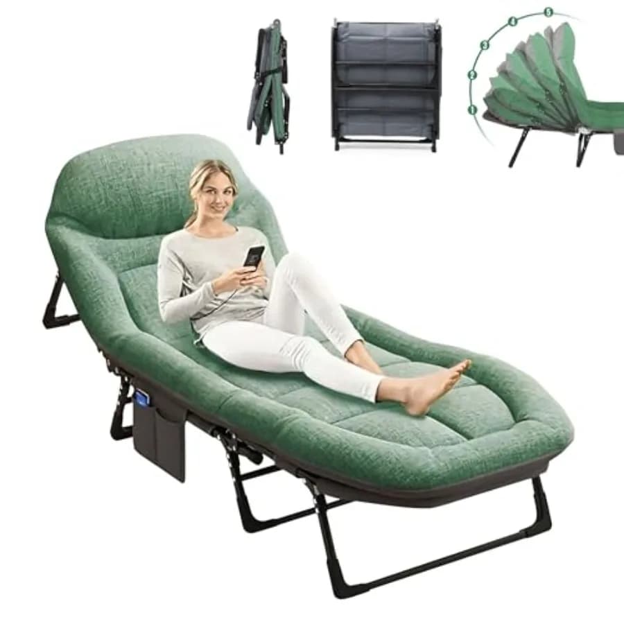 Camping cot with mattress, portable cot for adults, foldable beds padded for camping, travel, tent, daybed, outdoor and