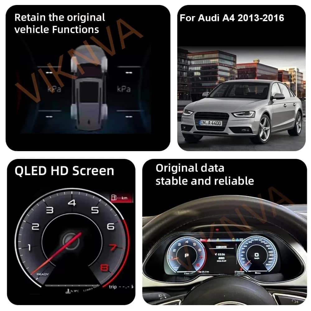 Pannello cruscotto LCD auto da 12,3 pollici per Audi A4 anno 2013-2016, display digitale per quadro strumenti, tachimetro, Virtual Cockpit
