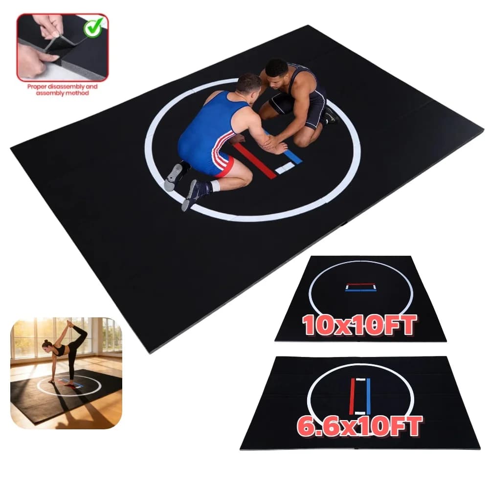 Tappetino Portatile per Wrestling 10x10/6.6x10ft, Tappetini BJJ Spessi 1.18in, Tappetino Pieghevole per Softball e Yoga, per Palestra e Allenamento