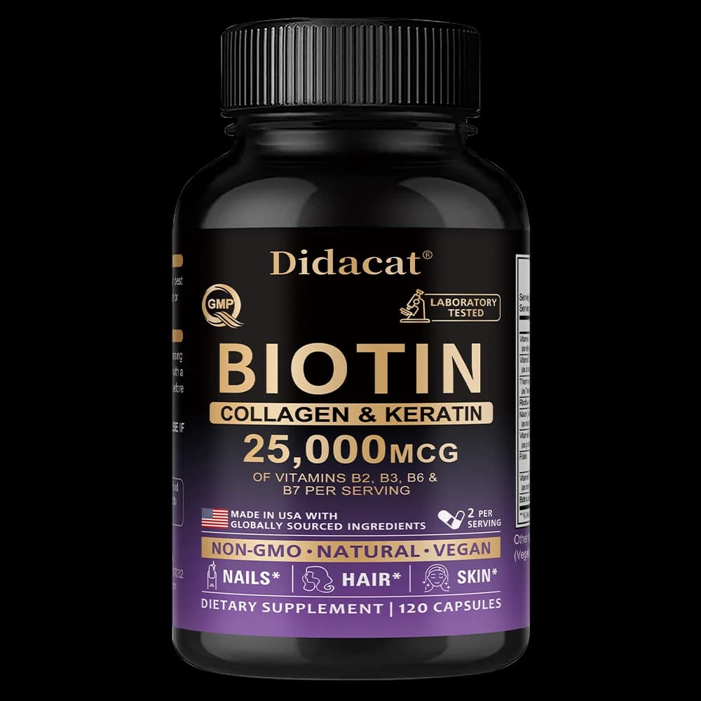 Vitamine alla Biotina per Capelli, Pelle e Unghie - Biotina, Cheratina e Collagene - Integratore per la Crescita dei Capelli con Complesso B - Integratore per Capelli