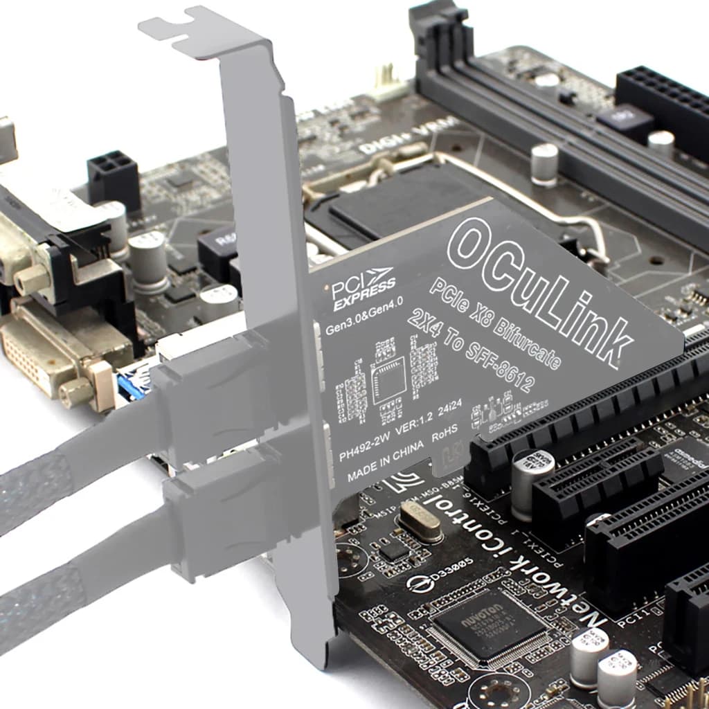Scheda adattatore PCIe X16/X8 a SFF 8611 e 8612 Adattatore PCIE esterno Oculink SFF-8612 Adattatore PCle4.0 PCIe X4/X1 SSD a U.2 Oculink