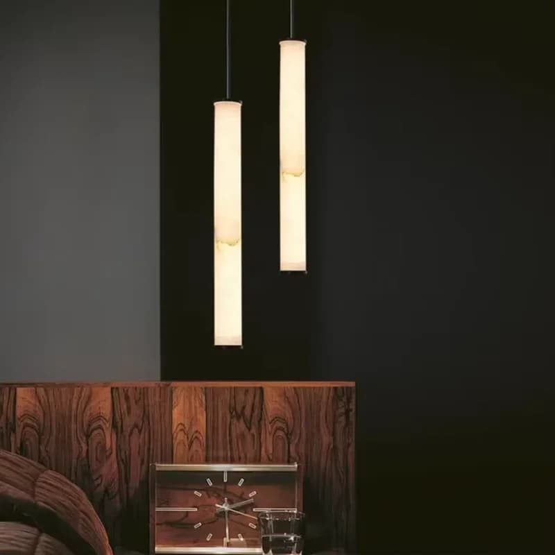 Led marble pendant lamp minimalist pendant light hanging white drop long for dining table light Decor Bedroom Bedside Lighting