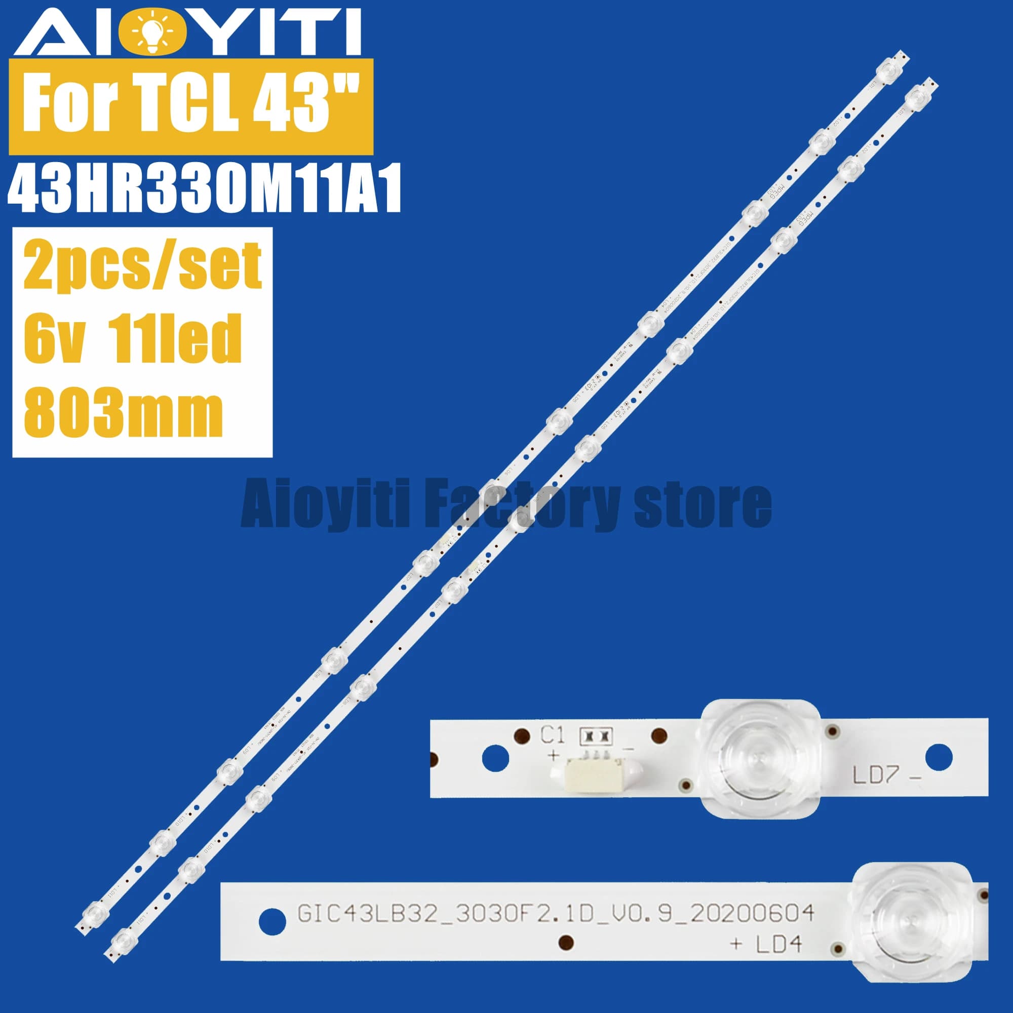Striscia LED Per TCL Thomson 43UD6426 43UD6406 43UD6336 TCL 43S425 43S423 43S421 43A260 43F6F 43L2F 43D6 Toshiba 43U5850C 43U3900C