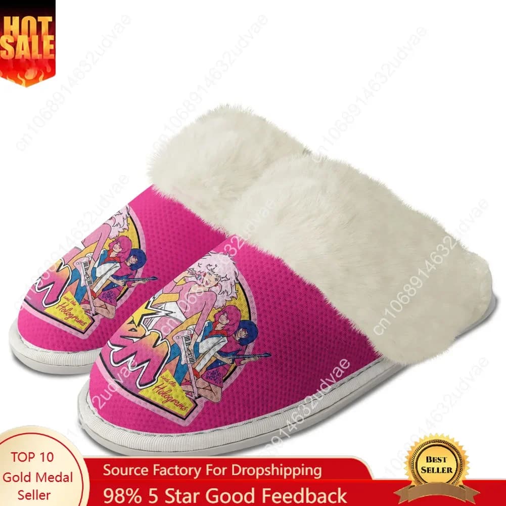 Jem and The Holograms Plush Slippers, Men's and Women's Warm Shoes, Custom Cotton Slippers, Bed & Breakfast ♪