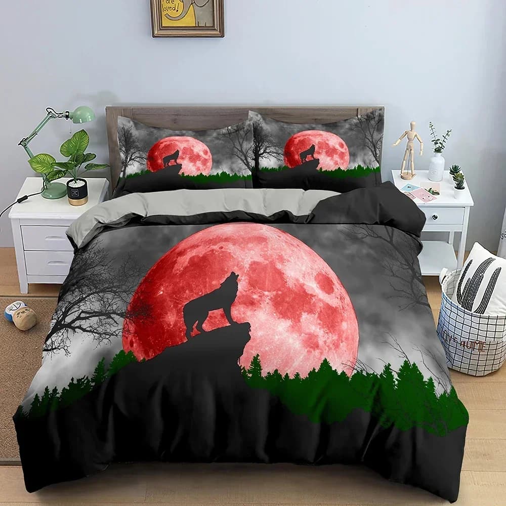 3D Animal Wolf Comfortable Cushion Cover Federa Bedlinen Set Bedroom Decoration for Kids Home Textiles