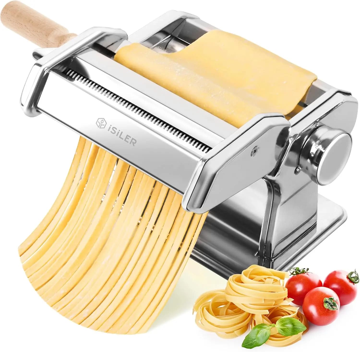 Macchina per Pasta con 9 Impostazioni di Spessore Regolabili, Macchina 2-in-1 per Spaghetti, Fettuccine, Lasagne