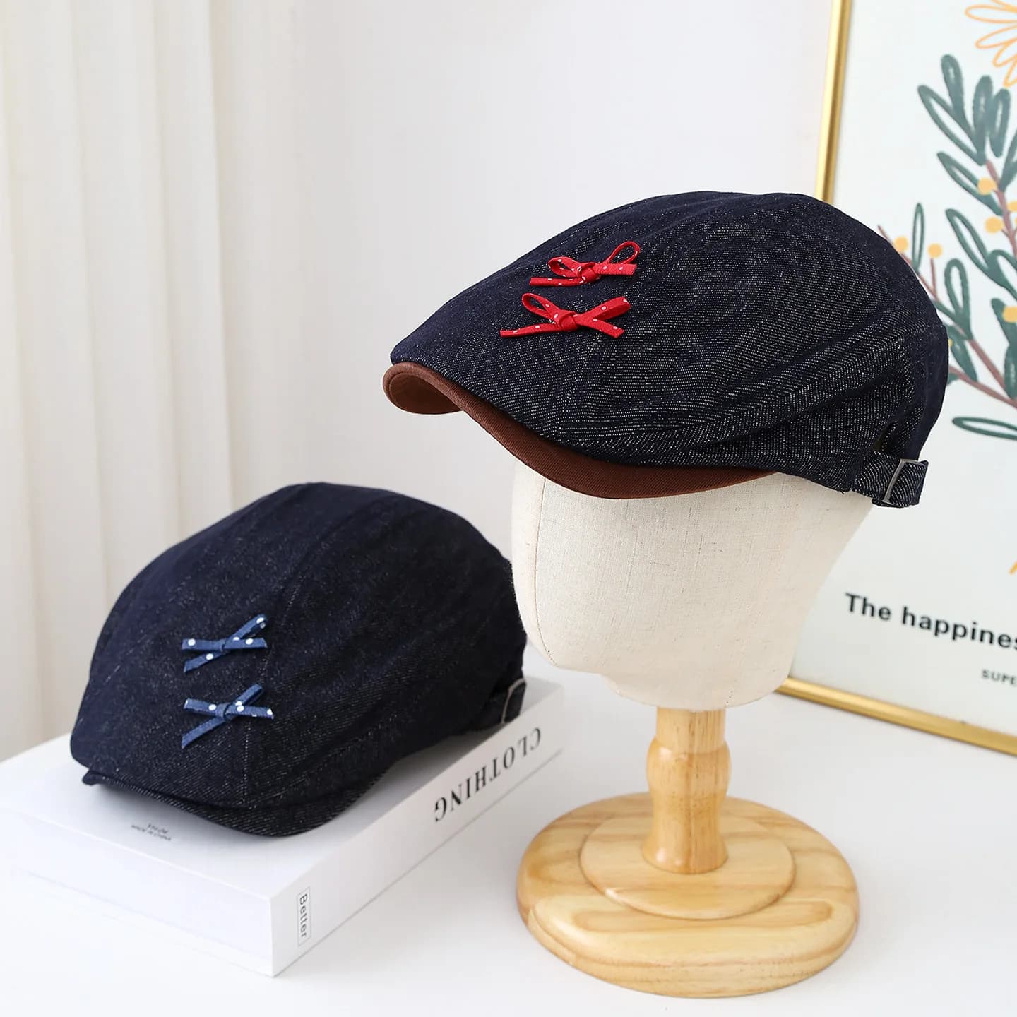 Berretto da pittore alla moda per donna Primavera Autunno Cappello tutto abbinato Cappello da cowboy blu ottagonale Visiera moda casual Nuovo 2025
