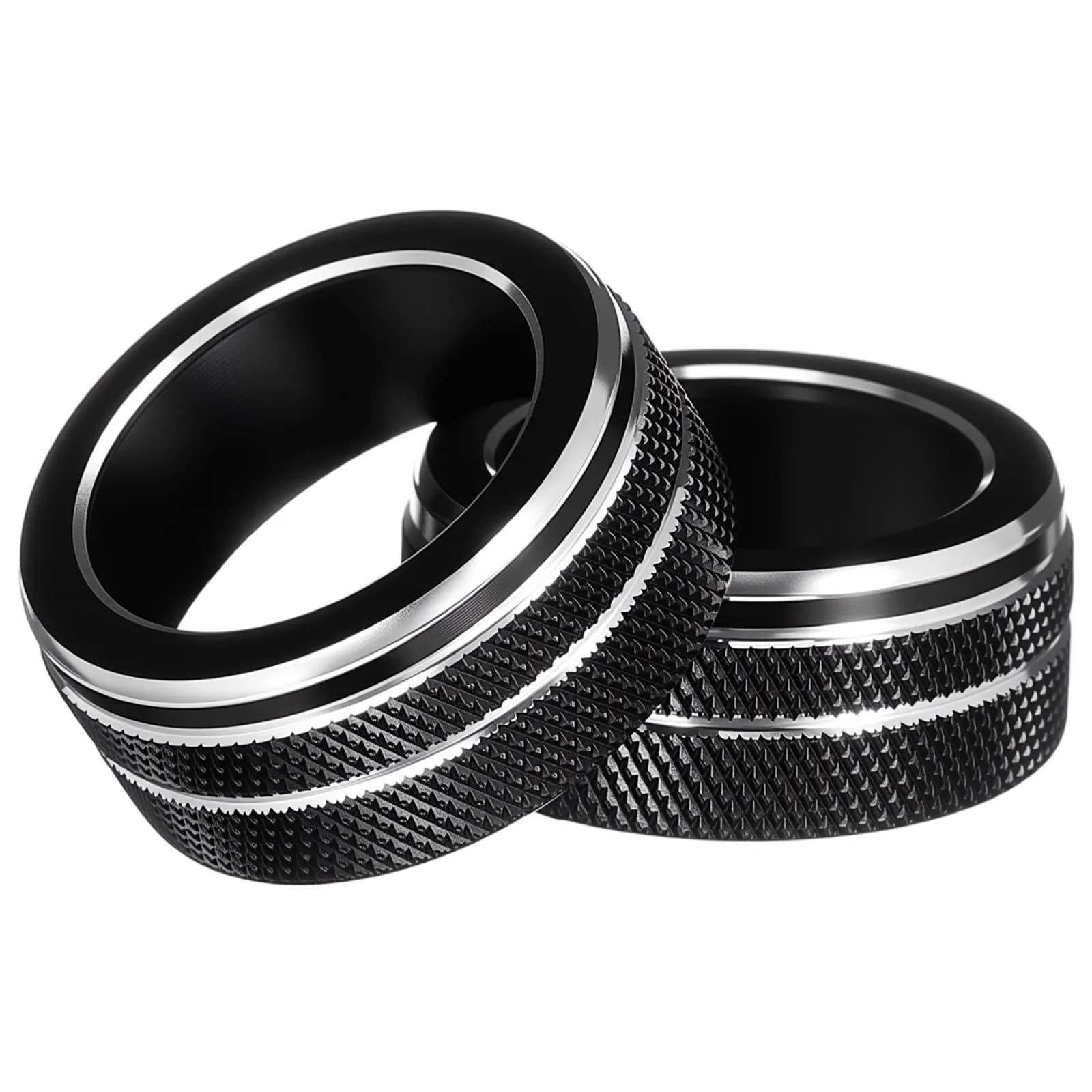 2 Pezzi Anelli Decorativi in Lega di Alluminio per Manopole del Climatizzatore Auto, Upgrade Interno Elegante e Stiloso, Facile Installazione, Presa Migliorata
