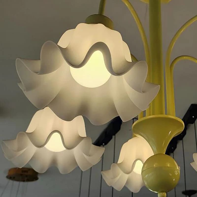 Paralume in Acrilico a Forma di Giglio, Ricambio per Lampadario da Ristorante, Base E27, Fai-da-Te per Lampada da Parete o da Tavolo, Paralume in Plastica Bianca