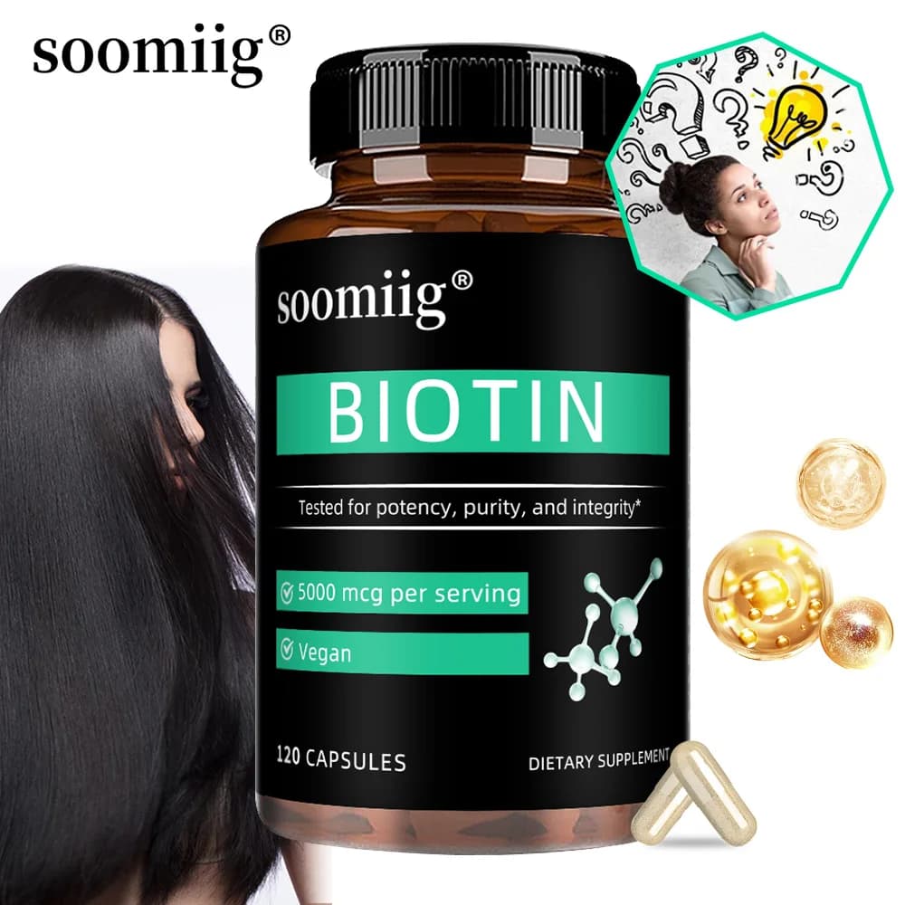 Biotina vegana 5000 mcg - Aiuta a migliorare i capelli sani, la pelle, le unghie, 30/60/120 capsule vegetariane, non OGM