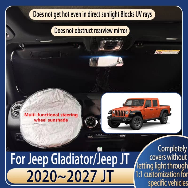 Parasole per Volante Auto per Jeep Gladiator 2020~2027, Accessorio Estivo Rinfrescante per Parabrezza Anteriore