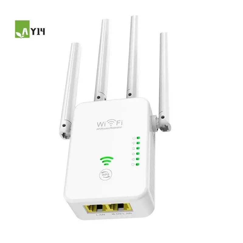 AY14 -300M Network Repeater Wifi Signal Amplifier Booster Wireless Network Extender Four Antennas EU Plug