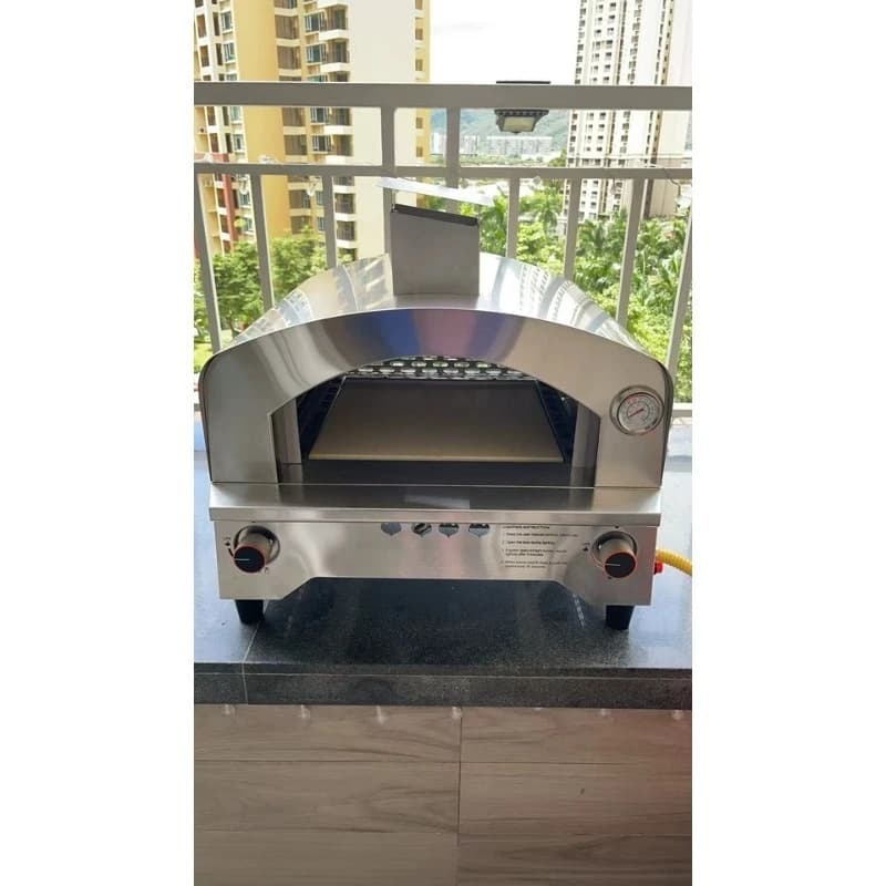 Forno per pizza da esterno con forno per pietra rotante automatico a propano portatile da 14 pollici