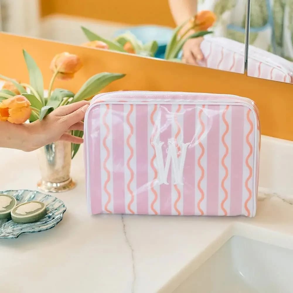 Polyester PVC Cosmetic Bag Waterproof Double-layer Cosmetic Storage Bag Large Capacity Portable Toiletry Bag Outdoor Travel