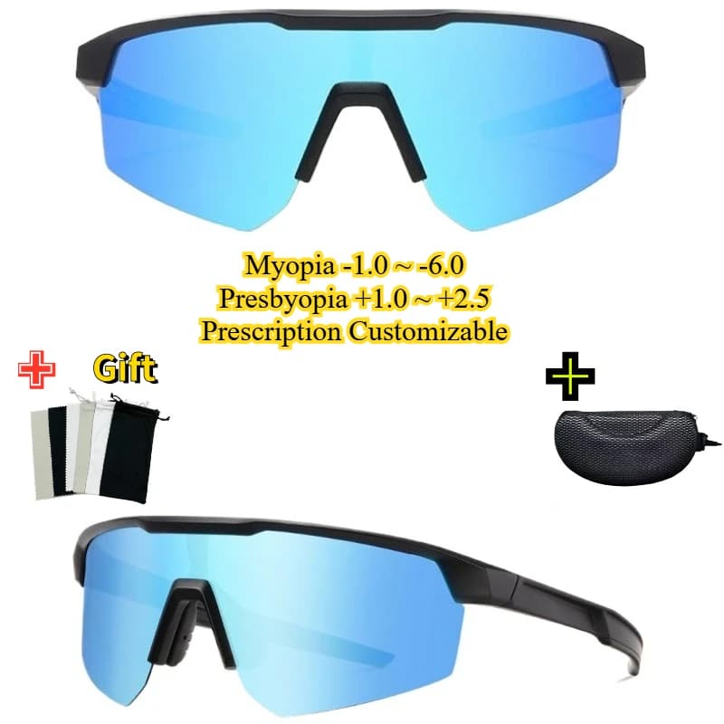 Migliora la tua visione: occhiali da sole sportivi polarizzati con prescrizione alla moda offrono una massima protezione UV per tutte le avventure all'aria aperta.