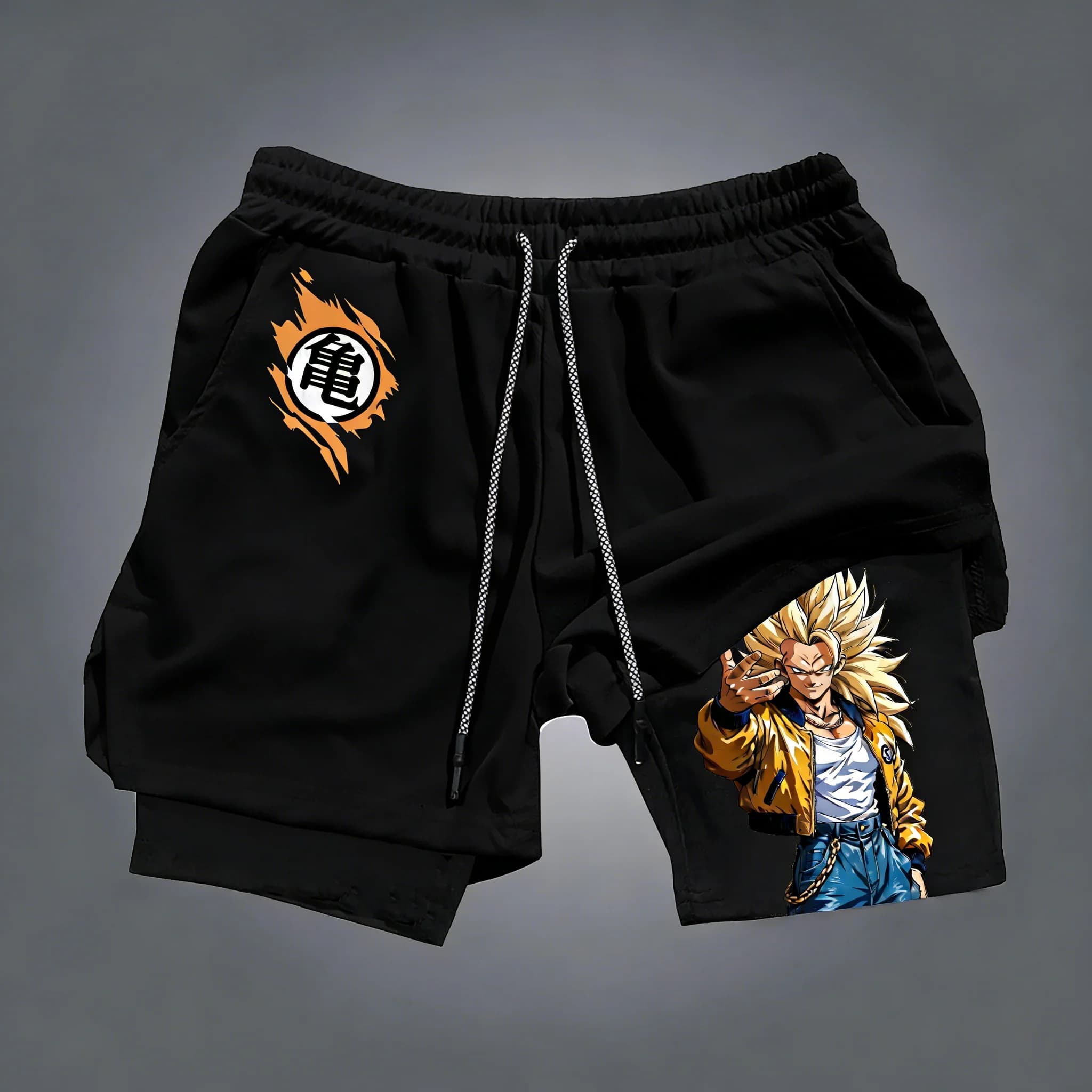 Pantaloncini Sportivi Dragon Ball Anime a Doppio Strato, Nuovi per l'Estate 2026, Unisex, per Corsa e Fitness, ad Asciugatura Rapida e Traspiranti