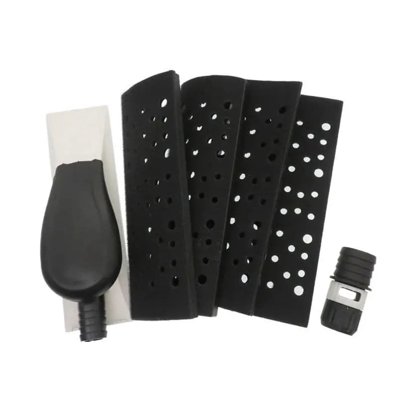 Blocco abrasivo BAAJ-200 X 70 mm con ventola di aspirazione, spugna nera in plastica per lucidatura legno e auto