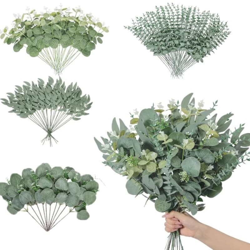 10/20 Pz Artificial Eucalyptus Leaves Green Fack Plants Living Room Decoration Wedding Dressing Flowers Bouquet Decor