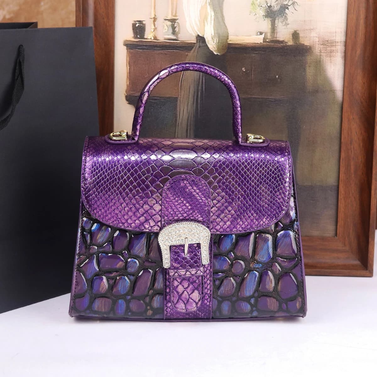 Borsa a mano con motivo pietra 2025 nuovo stile borsa a tracolla monospalla alla moda ed elegante
