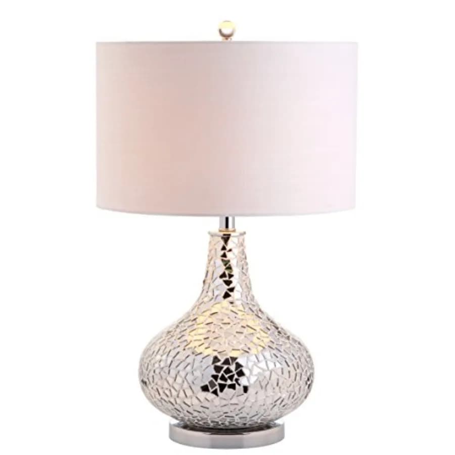 JONATHAN Y JYL1056A Emilia Lampada da Tavolo a LED con Mosaico a Specchio da 26 Pollici, Lampada da Comodino Contemporanea Glamour per Camera da Letto e Soggiorno