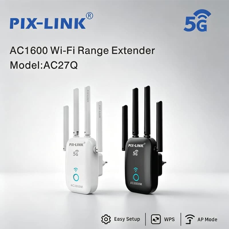 PIX-LINK AC2800 Ripetitore WiFi Dual Band 2800Mbps 5GHz/2.4GHz, Amplificatore di Segnale WiFi con 4 Modalità, Facile Configurazione per Casa
