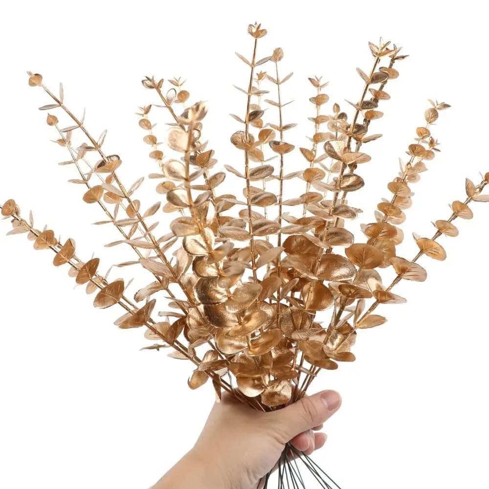 Set of 10 Artificial Plastic Eucalyptus Leaves Resistant, Eucalyptus Fin Plants That Do Not Fade, Home Decorations