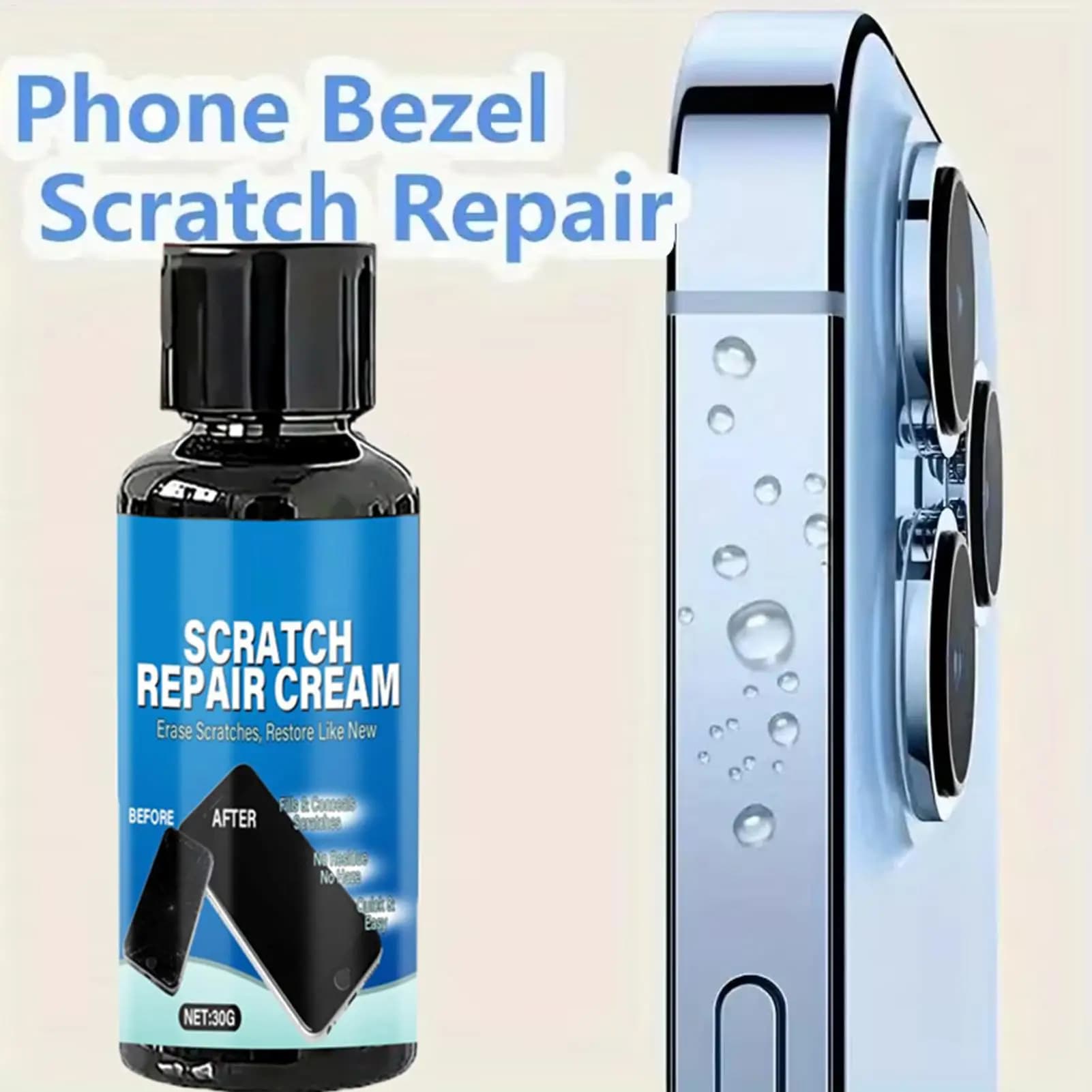 Universal Screen Scratch Remover Kit Easy Apply with Sponge for Phone Tablet Smart Watch, Glass & Resin Lens Repair, Device Care