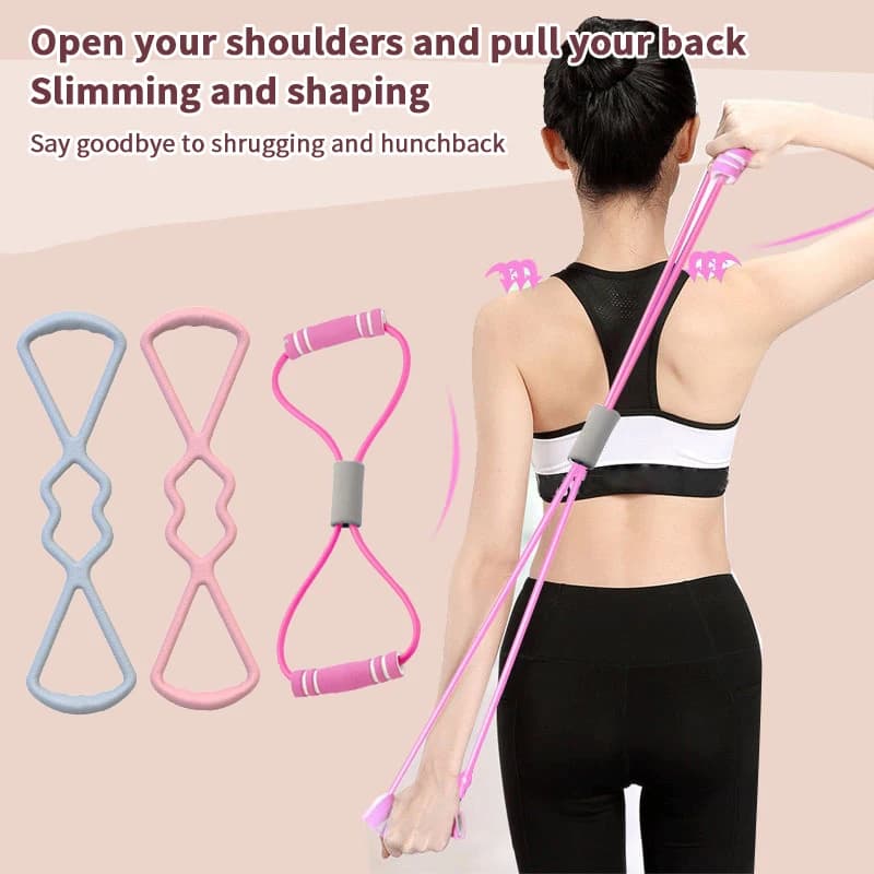 8-Figure Yoga Stretch Strap Elastic Tensioner Open Back Shoulder Yoga Stretching Belt Workout Fitness Tool