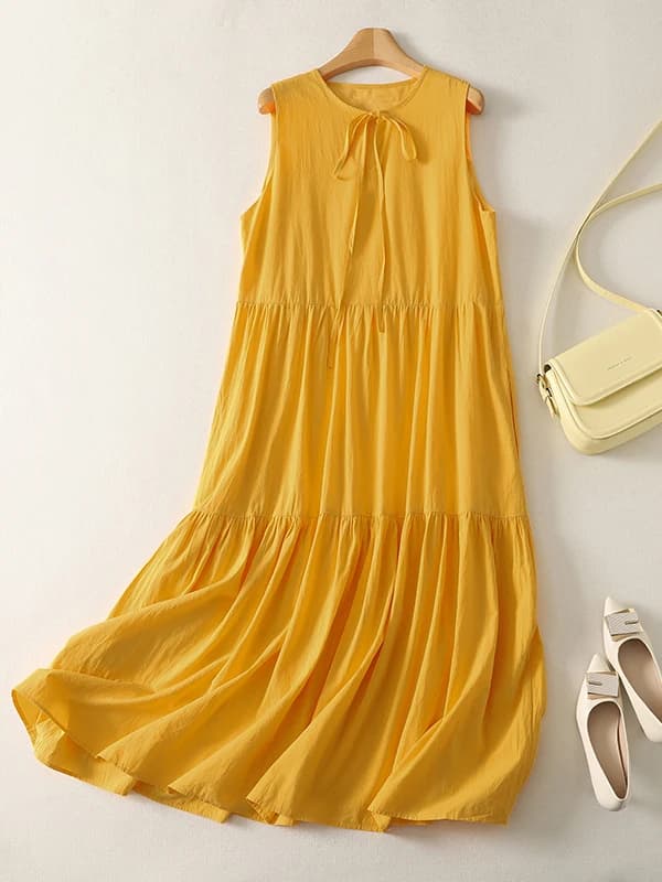Korean Japanese Brand Gentle Wind Sleeveless Women's plus Size Summer Loose Slimming Simple Dress Artistic Style A-Line Skirt