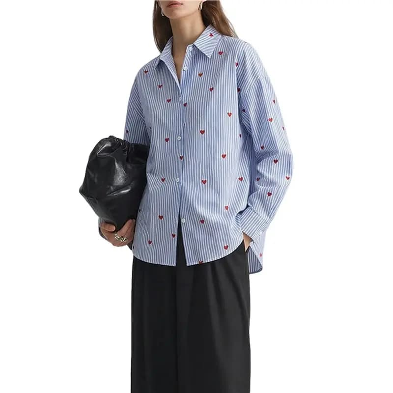 Camicie CYL con bottoni per donna, camicette a maniche lunghe per San Valentino e San Patrizio