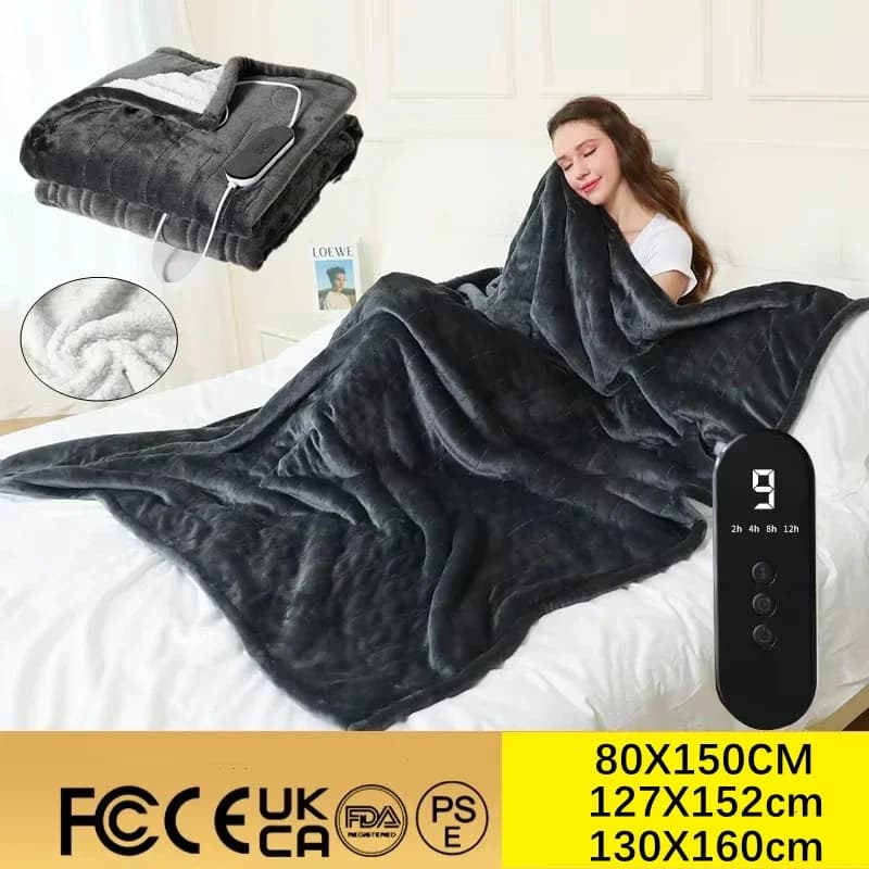 80*150 cm/130*160 cm Lavabile Coperta Elettrica Termostato Intelligente Flanella e Pelle di Agnello Pisolino Coperta Riscaldamento Coperta Corpo Caldo