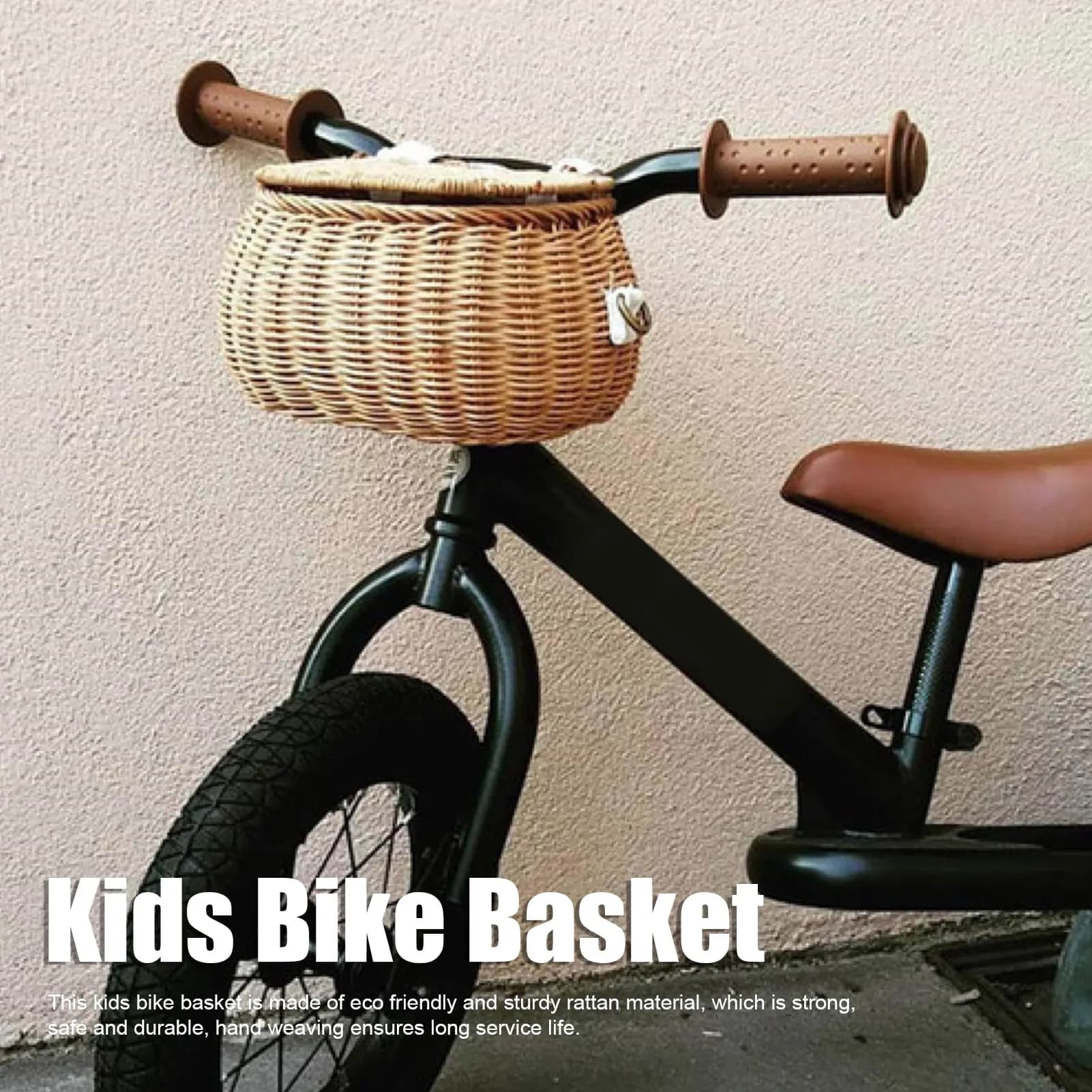 Cestino per bici per bambini Design semplice con coperchio cinturino regolabile leggero robusto cestino in Rattan per bambini per il ciclismo scuola viaggio cestino in Rattan per bambini