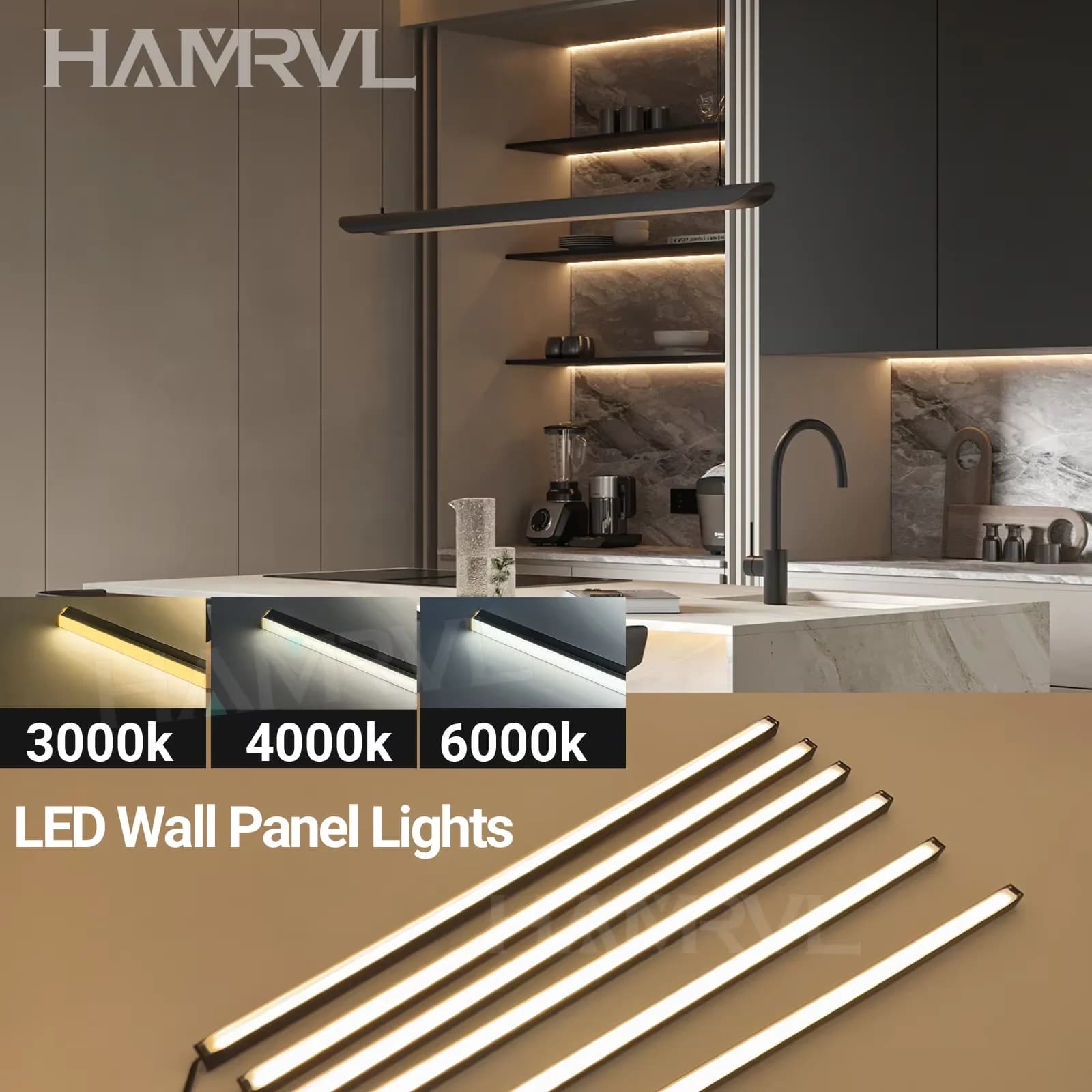 Striscia LED con Sensore Touch, Wireless, Trasparente, in Legno e Alluminio, Ricaricabile, per Armadi, Guardaroba, Cucina, Accensione/Spegnimento Automatico, Senza Zone Oscuri
