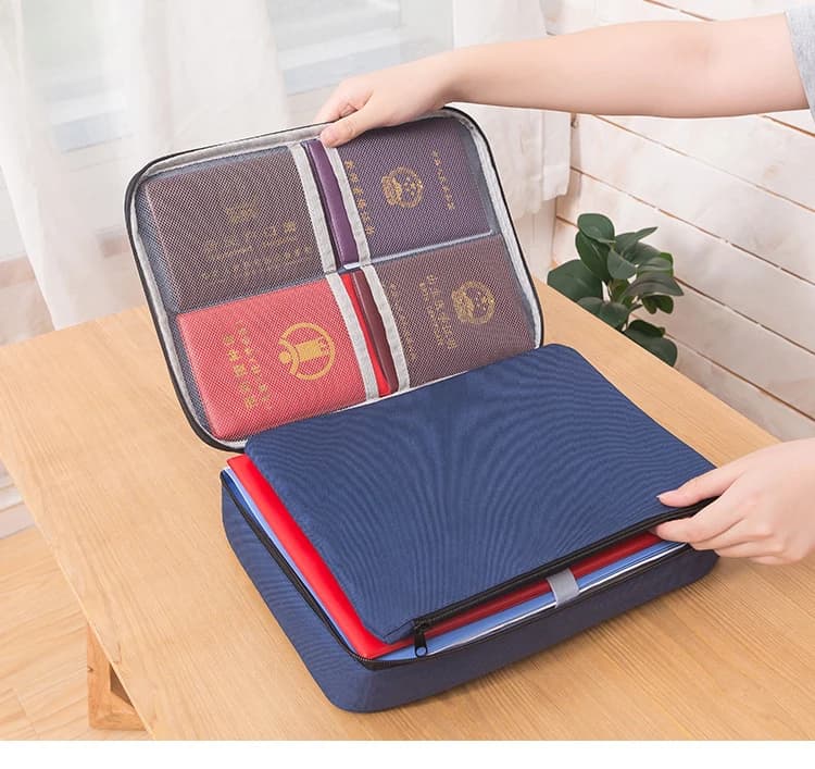 Cartella per documenti Biglietti Porta documenti impermeabile Organizzatore per documenti Certificati Cartella di file Borsa da viaggio grande