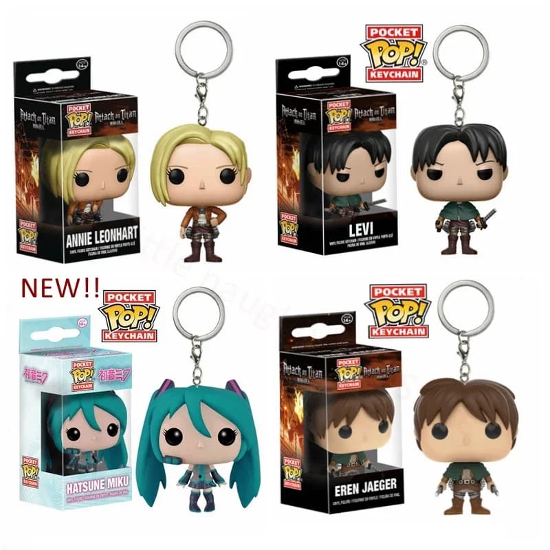 Pop Anime giapponese Attacco su Titano Levi Eren Jaeger Annie Figura in vinile Portachiavi Hatsume Miku Pocket Pop Portachiavi Giocattoli