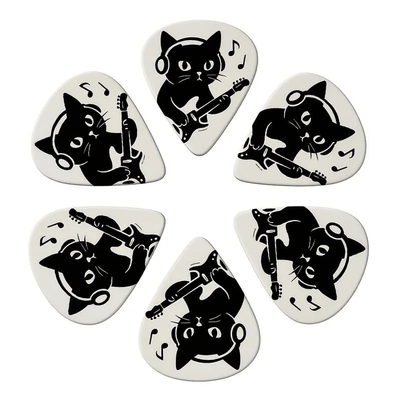 Set di plettri per chitarra stampati a colori su entrambi i lati, 6 pezzi, plettri resistenti per chitarra elettrica e basso, set regalo di accessori