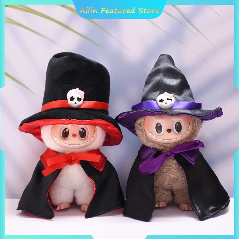 Per vestiti Labubu 17 cm Halloween Teschio Mantello Cappello Abbigliamento per bambole Tendenza moda Accessori per vestirsi Zucca di Halloween Set di vestiti
