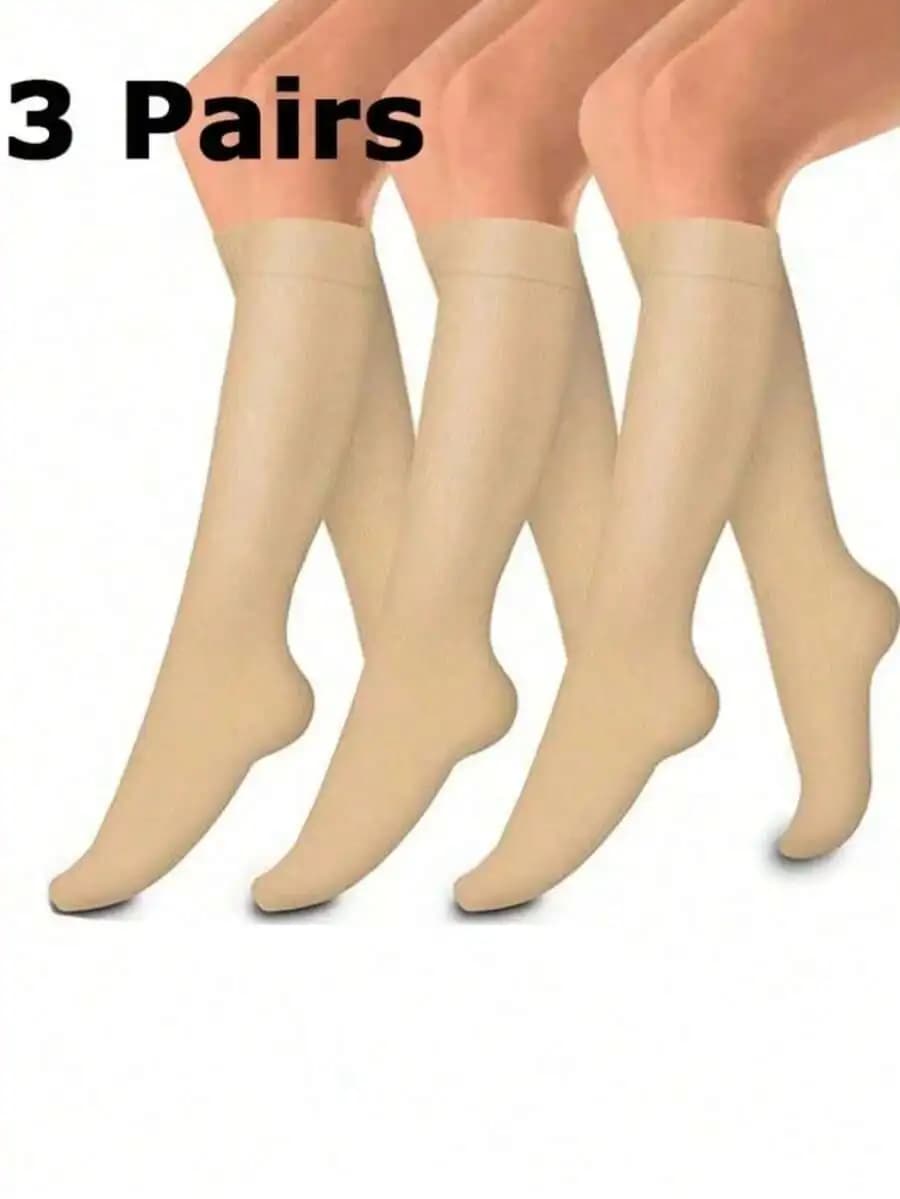 3 Pairs Compression Socks 15-20mmHg Knee High For Cycling Football Basketball Running